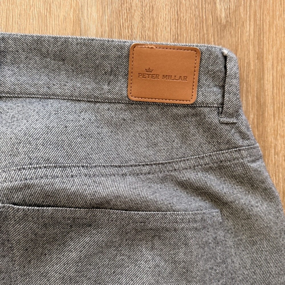 Peter Millar Pants Mens Dark Gray 34 Tall Mountainside Flannel Five Pocket Golf - Picture 6 of 7